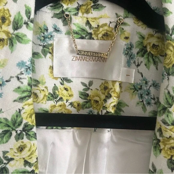 Zimmermann Floral Tailored Blazer AU 1 (US 4) Structured Spring Jacket - Picture 7 of 11